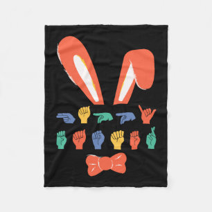 Asl Happy Easter Candy Sign Language Eggs Women Me Fleece Blanket