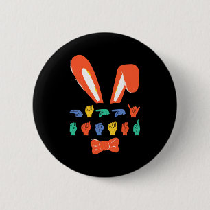 Asl happy easter candy sign language eggs women t 6 cm round badge