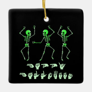 ASL Happy Halloween I - Cute Spooky Season Ceramic Ornament