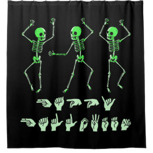 ASL Happy Halloween I - Cute Spooky Season Shower Curtain