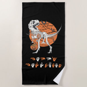 ASL Happy Halloween III - Cute Spooky Season Beach Towel