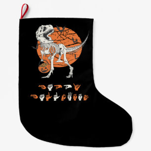 ASL Happy Halloween III - Cute Spooky Season Large Christmas Stocking