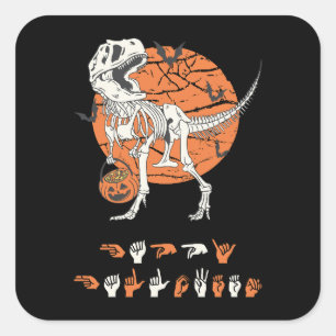 ASL Happy Halloween III - Cute Spooky Season Square Sticker