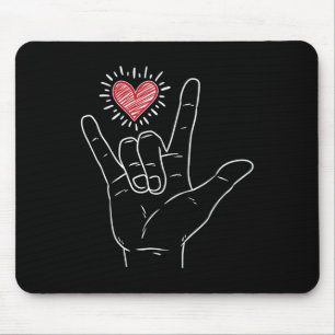 Asl Heart I Love You Hand Sign Language Valentines Mouse Pad