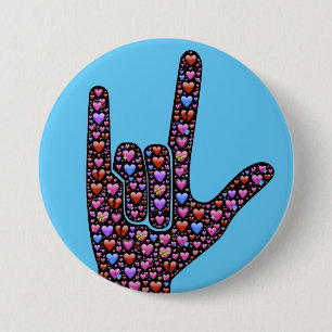 ASL "I love you" 7.5 Cm Round Badge