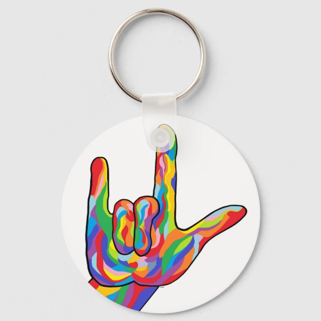 ASL I Love You BOLD COLOR Key Ring (Front)