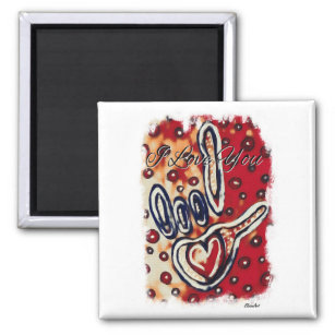 ASL I Love You Contemporary in Red Magnet