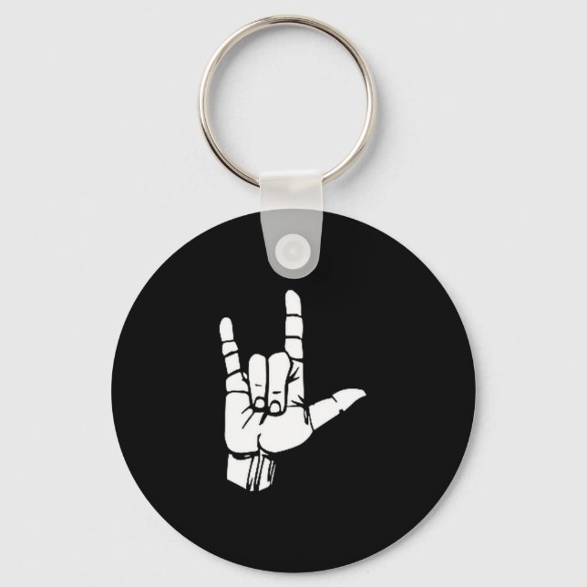 Asl I Love You Gift American Sign Language Tee Pre Key Ring (Front)