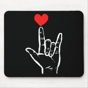 Asl I Love You Hand Heart American Sign Language V Mouse Pad