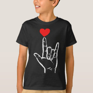 Asl I Love You Hand Heart American Sign Language V T-Shirt