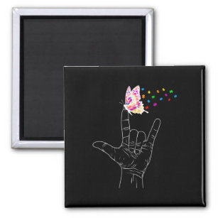 ASL I Love You Hand Sign Language Butterfly Autism Magnet