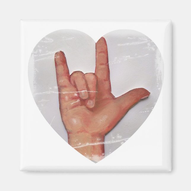 ASL "I LOVE YOU" HEART SHAPE #2 MAGNET (Front)