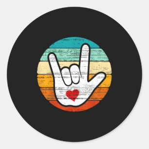 Asl I Love You, Sign Language Heart Love Valentine Classic Round Sticker