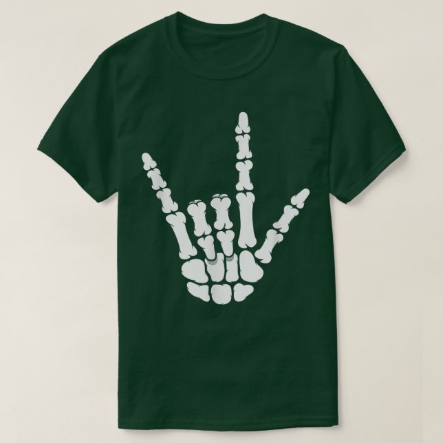 ASL I Love You Skeleton Hand on Black American Sig T-Shirt (Design Front)