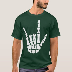 ASL I Love You Skeleton Hand on Black American Sig T-Shirt