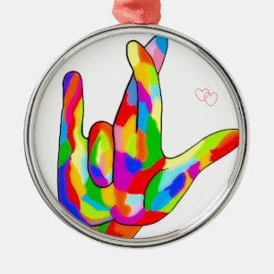 ASL I Really Love You Bright Colours Metal Tree Decoration