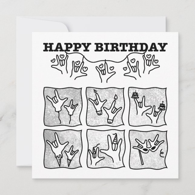 ASL ILY Obsession - Happy Birthday!  Invitation (Front)