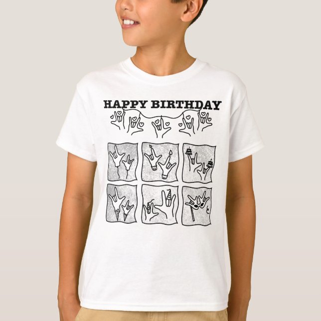 ASL ILY Obsession - Happy Birthday!  T-Shirt (Front)