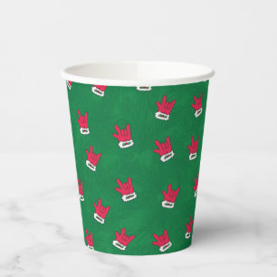 ASL ILY Santa Glove red paper cups