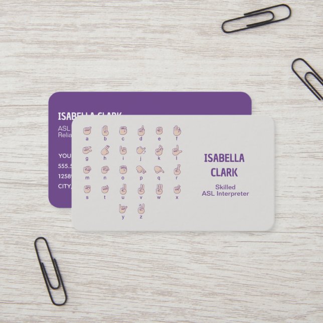 ASL Interpreter Business Card (Front/Back In Situ)