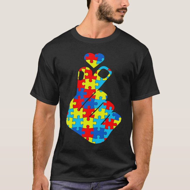 ASL Korean Love Sign Language Autism Awareness Sup T-Shirt (Front)