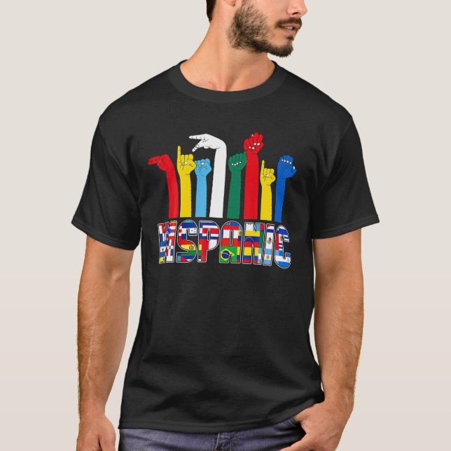 ASL Language Countries Flags Latinx Hispanic Herit T-Shirt (Front)