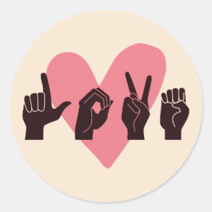 ASL Love IV - Valentine's Day Classic Round Sticker