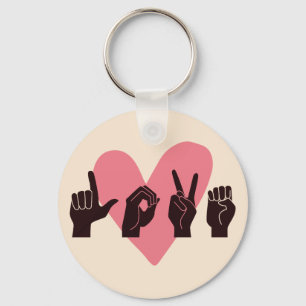 ASL Love IV - Valentine's Day Key Ring