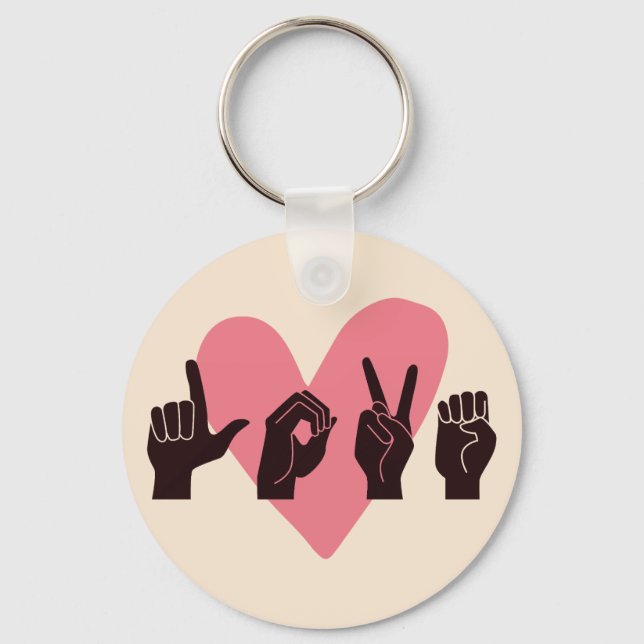 ASL Love IV - Valentine's Day Key Ring (Front)