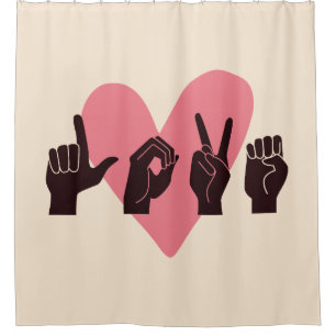 ASL Love IV - Valentine's Day Shower Curtain