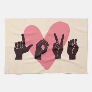 ASL Love IV - Valentine's Day Tea Towel