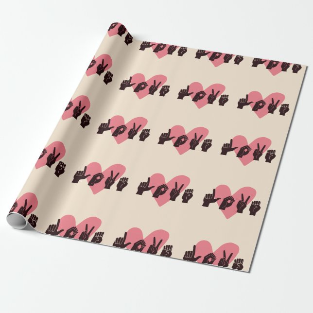 ASL Love IV - Valentine's Day Wrapping Paper (Unrolled)