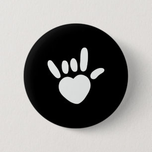 ASL Love Sign American Sign Language Deaf Awarenes 6 Cm Round Badge