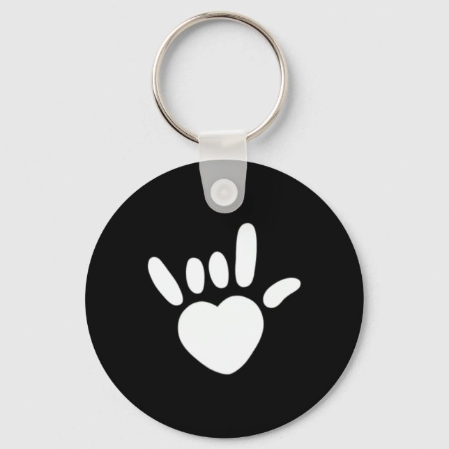 ASL Love Sign American Sign Language Deaf Awarenes Key Ring (Front)