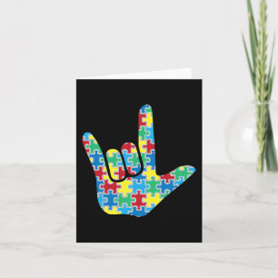 ASL Love Sign Autism Awareness Card