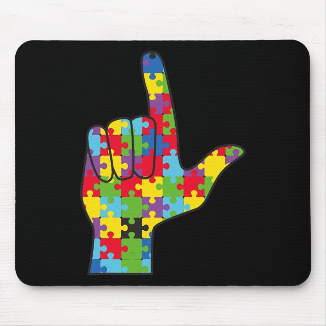 ASL Love Sign Autism Awareness Support  Mouse Pad (Front)