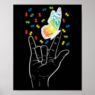 Asl Love Sign Butterfly Puzzle Autism Awareness Sp