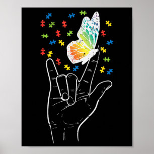 Asl Love Sign Butterfly Puzzle Autism Awareness Sp