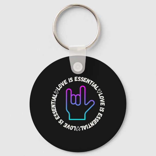 ASL  love Sign Disability Awareness  Key Ring (Front)