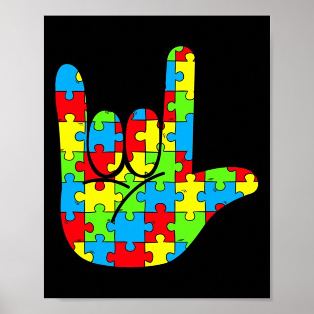 Asl Love Sign Language Autism Awareness  (Front)