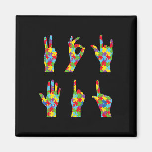 Asl Love Sign Language Autism Awareness Magnet