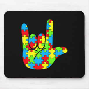 ASL Love Sign Language Autism Awareness  Mouse Pad