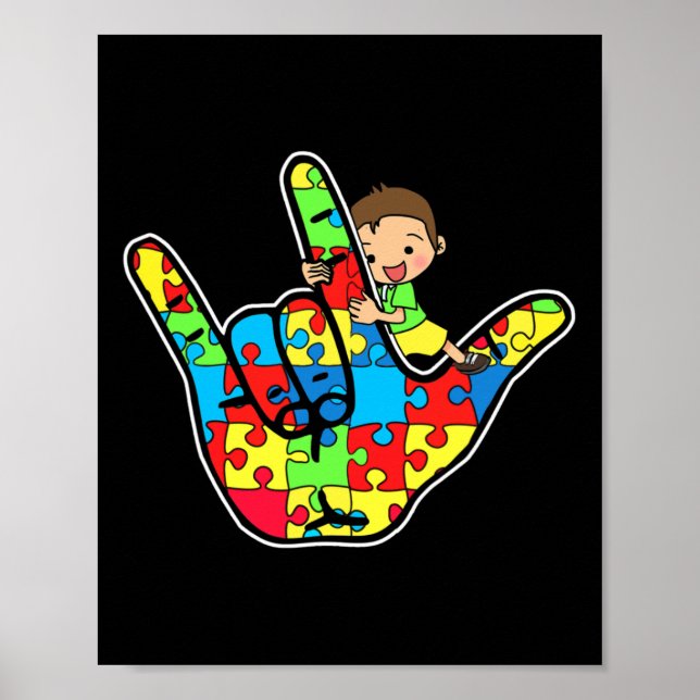 Asl Love Sign Language Autism Awareness Support  (Front)