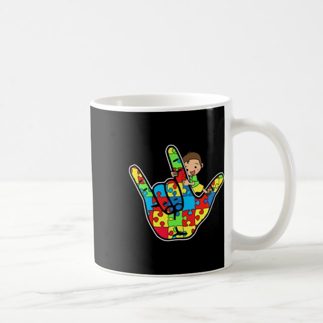 Asl Love Sign Language Autism Awareness Support  Coffee Mug (Right)