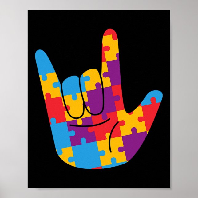 ASL Love Sign Language Autism Awareness Support Cu (Front)