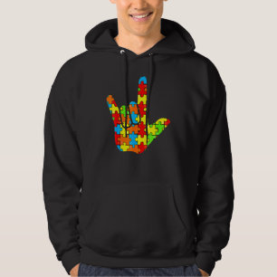 Asl Love Sign Language Autism Awareness Support Hoodie