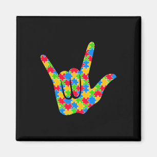 Asl Love Sign Language Autism Awareness Support Lo Magnet