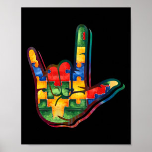 ASL Love Sign Language Autism Awareness Support Pu