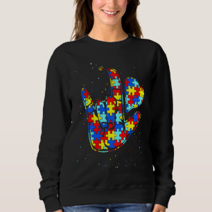 ASL Love Sign Language Autism  Awareness Support   Sweatshirt