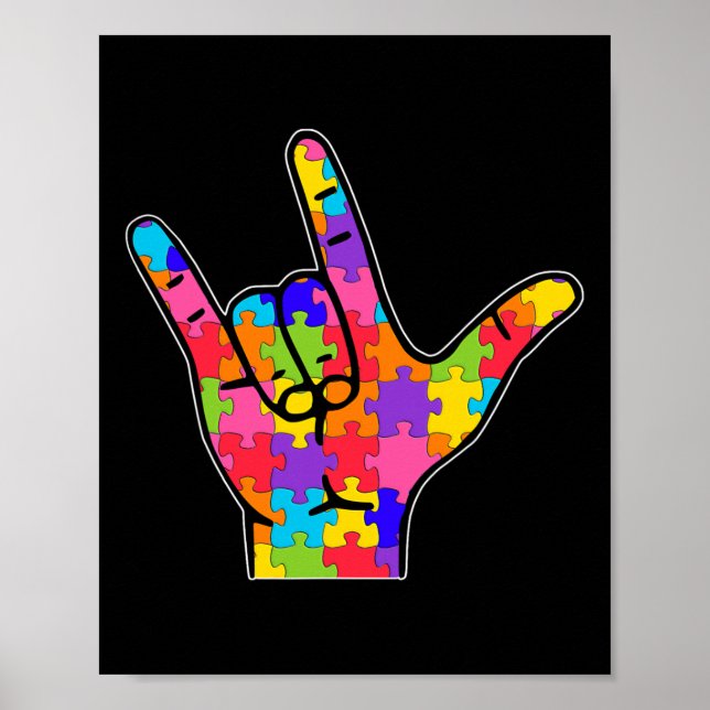 Asl Love Sign Language Autism Gift Awareness Suppo (Front)